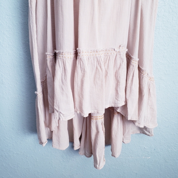 Free People Cotton Hi Low Embroidered Ruffle Dress - Picture 2 of 8
